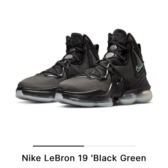 Men’s Nike LeBron 19 'Black Green Glow' CZ0203-003 - Picture 2 of 6